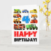 キッドカスタムズ建築4th誕生日トラック カード (黄色い花)