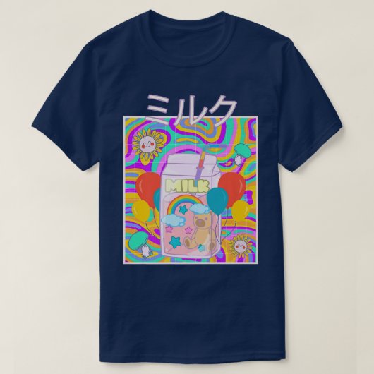 キッドコア美学日本のかわいいミルクカートン80s tシャツ (デザイン正面)