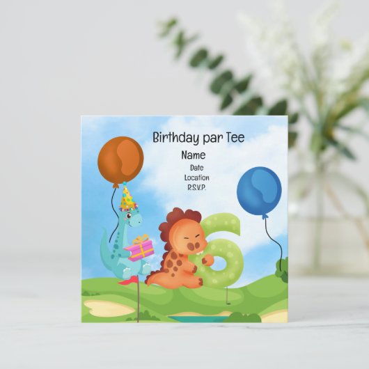 キッドゴルファーパーティーのためのゴルフ第6誕生日テーマ 招待状 (スタンド正面)