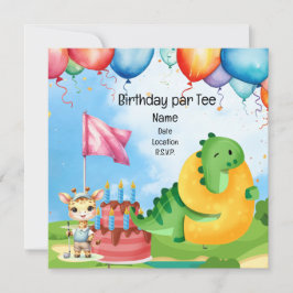 キッドゴルファーパーティーのためのゴルフ第9誕生日テーマ 招待状