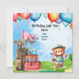 キッドゴルファーパーティー用ゴルフ誕生日 招待状