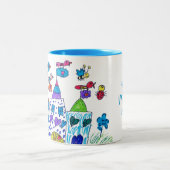 キッドスケッチカラフル城 ツートーンマグカップ (中央)