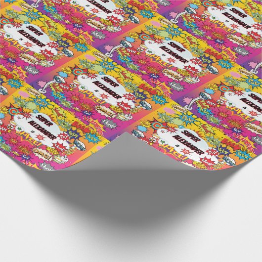 キッドスーパーヒーロー素晴らし漫画誕生日 ラッピングペーパー (角)