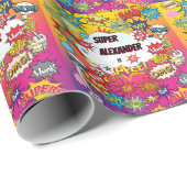 キッドスーパーヒーロー素晴らし漫画誕生日 ラッピングペーパー (ロールコーナー)