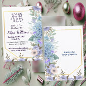 キッドソフトブルーリトルフラワーブドアジサイ誕生日 招待状