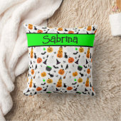 キッドハロウィーン幽霊カボチャ黒猫パーソナライズド クッション (ブランケット)