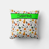 キッドハロウィーン幽霊カボチャ黒猫パーソナライズド クッション (正面)