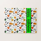 キッドハロウィーン幽霊カボチャ黒猫パーソナライズド ジグソーパズル (横)