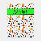 キッドハロウィーン幽霊カボチャ黒猫パーソナライズド フリースブランケット (正面)