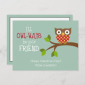 キッドバレンタインデーのカード – Owl-ways Friends シーズンポストカード (正面/裏面)