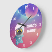 キッドパーソナライズされたの宇宙猫時計 ラージ壁時計 (傾斜)