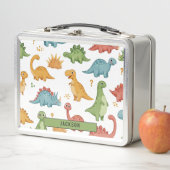 キッドパーソナライズされたの恐竜パターン メタルランチボックス (インサイチュ)