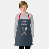 キッドパーソナライズされたエプロン、名前をカスタムするキッドエプロン エプロン (着用した状態)