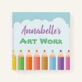 キッドパーソナライズされたズ・アート・ペンシル・スケッチ ノートブック (正面)