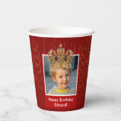 キッドパーソナライズされたフォトハッピーバースデーキングクラウン 紙コップ (裏面)