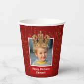 キッドパーソナライズされたフォトハッピーバースデーキングクラウン 紙コップ (正面)