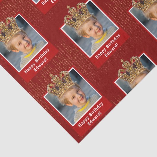キッドパーソナライズされたフォトハッピーバースデーキングクラウン 薄葉紙 (詳細)