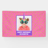 キッドパーソナライズされたフォトハッピーバースデーユニコーン 横断幕 (横)