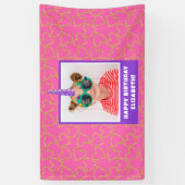 キッドパーソナライズされたフォトハッピーバースデーユニコーン 横断幕 (縦)