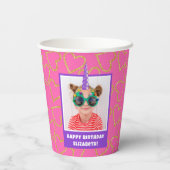 キッドパーソナライズされたフォトハッピーバースデーユニコーン 紙コップ (裏面)