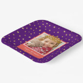 キッドパーソナライズされたフォトハッピーバースデー金ゴールドクラウン ペーパープレート (傾斜あり)