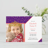 キッドパーソナライズされたフォトハッピーバースデー金ゴールドクラウン 招待状 (スタンド正面)