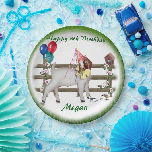 キッドパーソナライズされたヤギテーマ誕生日パーティープレート ペーパープレート (パーティー)