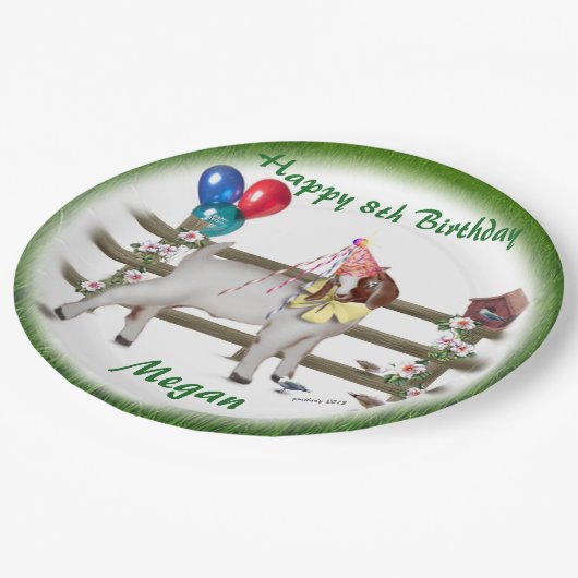 キッドパーソナライズされたヤギテーマ誕生日パーティープレート ペーパープレート (アングル)