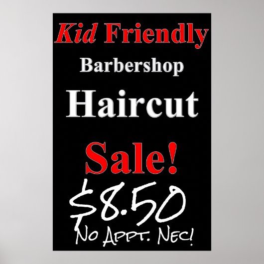 キッドフレンドリーヘアカット販売美しいサロンポスター ポスター (正面)