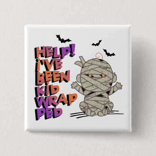 キッドラップおもしろいミイラベビーオレンジID683 缶バッジ (正面)