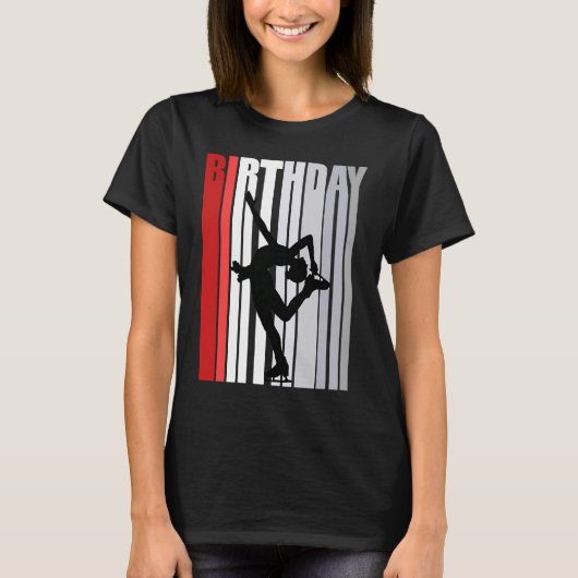 キッドレッドアイススケートで滑るレトロ誕生日姿スケートI Tシャツ (正面)