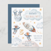 キッドロケット宇宙誕生日招待状 (正面/裏面)