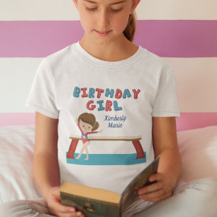 キッド体操ブルーモノグラム体操誕生日ガール Tシャツ