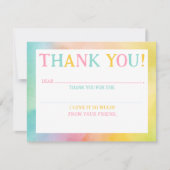 キッド埋め込み感謝Rainbow Waterカラーノートカード サンキューカード (正面)