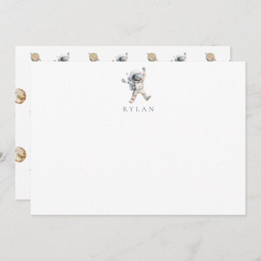 キッド宇宙飛行士パーソナライズされた ノートカード (正面/裏面)
