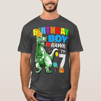 キッド恐竜7誕生日7 7歳 Tシャツ
