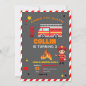 キッド消防車の誕生日の招待状 招待状 (正面)