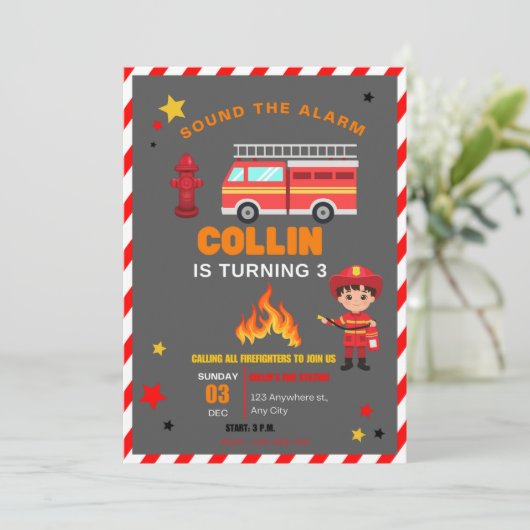 キッド消防車の誕生日の招待状 招待状 (スタンド正面)