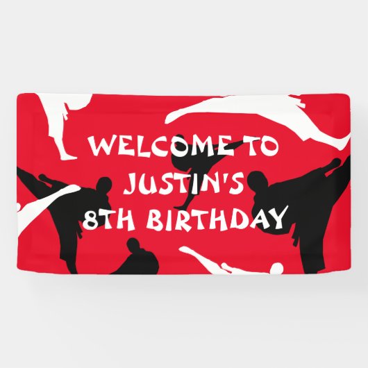 キッド空手テーマ誕生日パーティー歓迎バナー 横断幕 (横)