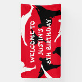 キッド空手テーマ誕生日パーティー歓迎バナー 横断幕 (縦)