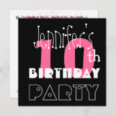 キッド第10誕生日名前をカスタムするモダンピンク 招待状 (正面/裏面)