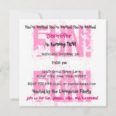 キッド第10誕生日名前をカスタムするモダンピンク 招待状 (裏面)