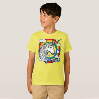 キッド第6誕生日ユニコーンレインボー今日I'm 6 Tシャツ