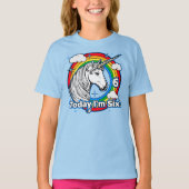 キッド第6誕生日ユニコーンレインボー今日I'm 6 Tシャツ (正面)