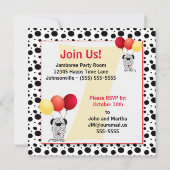 キッド第7誕生日赤と黄色のダルマチアのインビタ 招待状 (裏面)