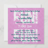 キッド第9誕生日名前をカスタムするパープルティール（緑がかった色）V002 招待状 (裏面)