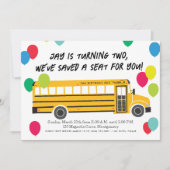 キッド誕生日イエロースクールバスパーティー 招待状 (正面)