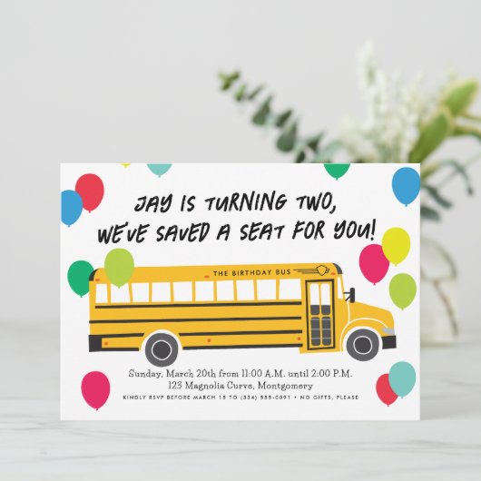 キッド誕生日イエロースクールバスパーティー 招待状 (スタンド正面)