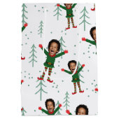 キッド顔&ネーム小妖精や小人クリスマスパタおもしろいーン ミディアムペーパーバッグ (裏面)