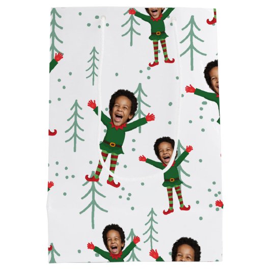 キッド顔&ネーム小妖精や小人クリスマスパタおもしろいーン ミディアムペーパーバッグ (裏面)